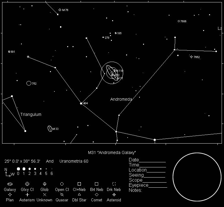M31 Telrad Finder Chart