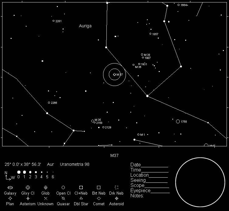 M37 Telrad Finder Chart