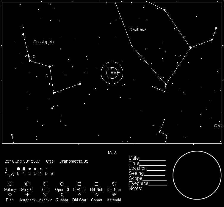 M52 Telrad Finder Chart