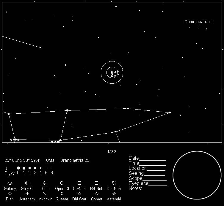 M82 Telrad Finder Chart